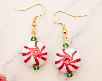 Peppermint Earrings | Christmas Earrings | Candy Cane Earrings | Holiday Earrings | Peppermint Jewelry | Winter Earrings | Gift for Her