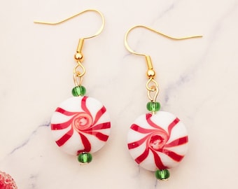 Peppermint Earrings | Christmas Earrings | Candy Cane Earrings | Holiday Earrings | Peppermint Jewelry | Winter Earrings | Gift for Her