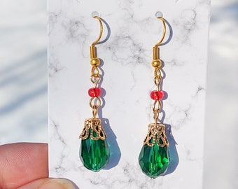 Emerald Green Earrings - Green and Red Earrings - Sapphire Blue Necklace - Blue and Red Necklace - Howl's Earrings