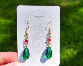 Emerald Green Earrings - Green and Red Earrings - Sapphire Blue Necklace - Blue and Red Necklace - Howl's Earrings