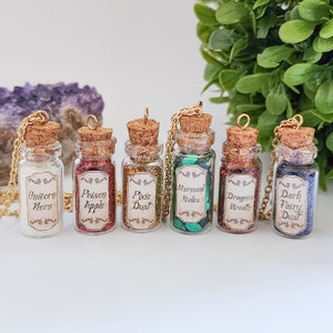 Mini Potion Bottle | Elixir Potion | Apothecary Potion | Wizard Charm | Spell Potion Bottle Necklace | Halloween Charm | Halloween Necklace