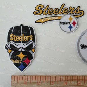 Pittsburgh Steelers 3 Different Iron On Cloth Patches Skull