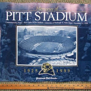 LAST Football Game at OLD Pitt University Stadium Poster 1999 Pitt Panthers vs Notre Dame