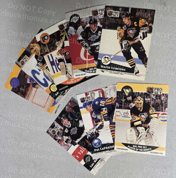 Player of the Month 8 Card Set RARE 1990-91 Pro Set Hockey Lemieux Moog  Peeters LaFontaine Robitaille Hull Barrasso Gretzky