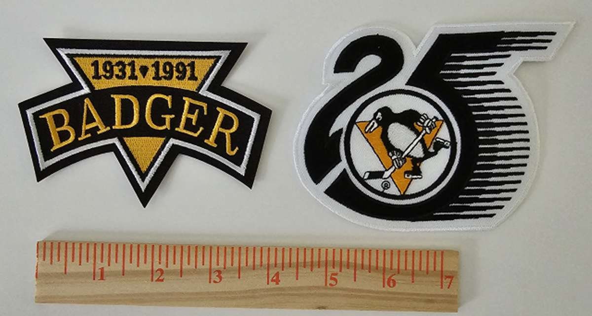 Pittsburgh Penguin Hockey Badger Bob and 25th Anv Jersey Shoulder Patches