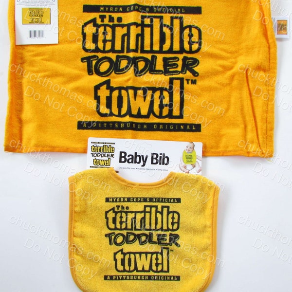 Pittsburgh Steelers Toddler Terrible Towel AND A Pittsburgh Steelers Toddler Terrible Towel Bib BOTH NEW