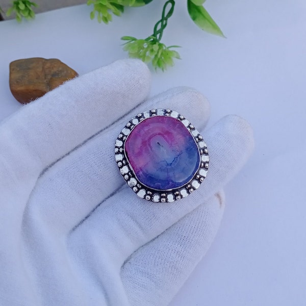 Beautiful Rainbow Solar Durzi Ring | 925 Silver Polish Ring | Anniversary Gifts | Designer Rings | Designer Ring Jewelry