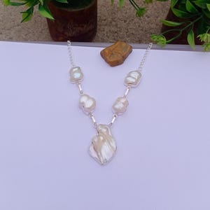Beautiful  Pearl Necklace | Silver Plated necklace | Statement Necklace | BOHO Necklace | Pearl Necklace Jewelry | Gift For On Anniversary
