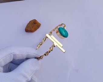 Mooie turquoise armband | Messing armband | BOHO-armband | Edelsteenarmband | Statement-armband | Cadeau voor een jubileum