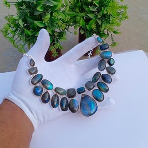 Natural Labradorite Necklace | Silver plated Necklace | Gemstone Necklace | Labradorite Jewelry | Labradorite Necklace | Statement Necklace