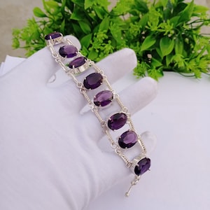 Beautiful Amethyst Hydro Glass Handmade Silver Plated Bracelet, Oval Shape Bracelet, Bracelet For Her, Purple Bracelet, Amethyst Jewelry