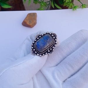 Natural Labradorite Ring | Silver plated Ring | Gemstone Ring | Statement Ring | Labradorite Ring | Anniversary Gift | Labradorite Jewelry