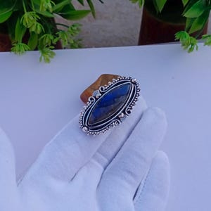 Natural Labradorite Ring | Silver plated Ring | Gemstone Ring | Statement Ring | Christmas Gift | Labradorite  Ring Jewelry