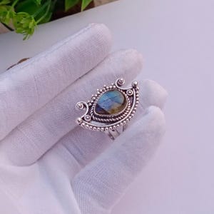 Natural Labradorite Ring | Silver plated Ring | Gemstone Ring | BOHO Ring | Labradorite Ring | Anniversary Gift | Labradorite Jewelry