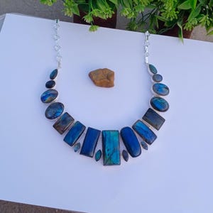 Natural Labradorite Necklace | Silver plated Necklace | Anniversary Gift | Gemstone Necklace | BOHO Necklace | Labradorite Jewelry