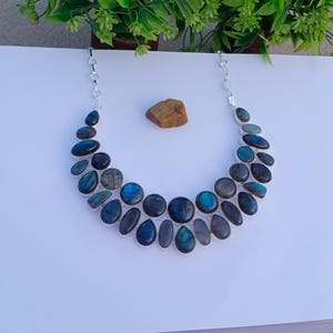 Natural Labradorite Necklace | Silver plated Necklace | Gemstone Necklace | Gift For Her | Labradorite Jewelry | Labradorite Stone