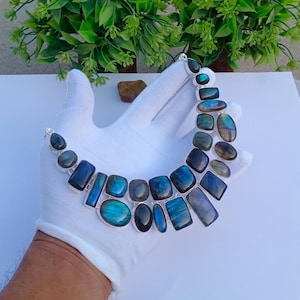 Natural Labradorite Necklace | Silver plated Necklace | Christmas Gift | BOHO Necklace | Gemstone Necklace | Labradorite Necklace Jewelry