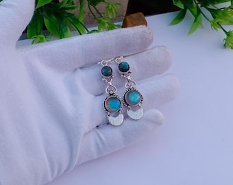 Natural Labradorite earring | Silver plated earring | BOHO Earring | Women earring | Gift For Her | Statement Earring | Labradorite Stone