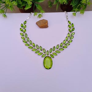 Beautiful Peridot Gemstone Necklace | Silver plated Necklace | Gemstone Necklace | BOHO Necklace | Gift For On Anniversary