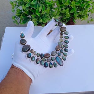 Natural Labradorite Necklace | Silver plated Necklace | Anniversary Gift | Gemstone Necklace | Labradorite Necklace Jewelry