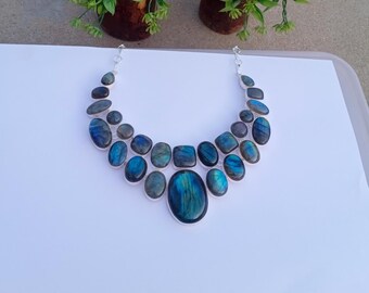 Natural Labradorite Necklace | Silver plated Necklace | Gemstone Necklace | Labradorite Jewelry | Labradorite Necklace | Gift For Her Mother