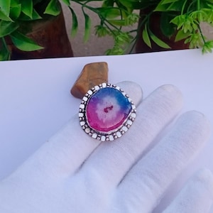 Beautiful Rainbow Solar Durzi Ring | Silver Plated Ring | Anniversary Gift | Designer Ring | Designer Ring Jewelry | Statement Ring
