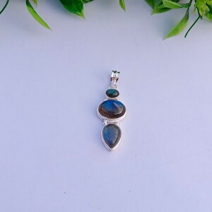 Natural Labradorite Stone Pendant | Silver Plated Pendant | Wholesale Pendant | Gift For Her Wife | Dainty Pendant | Labradorite Jewelry