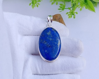 Beautiful Lapis lazuli Stone Pendant, 925 Silver Polish Pendant Dainty Pendant, Lapis Lazuli Pendant, Gift For On Anniversary, Gift For Wife