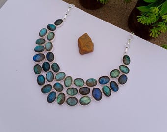 Natural Labradorite Necklace | Silver plated Necklace | Gemstone Necklace | Labradorite Stone | Christmas Gift | Labradorite Jewelry