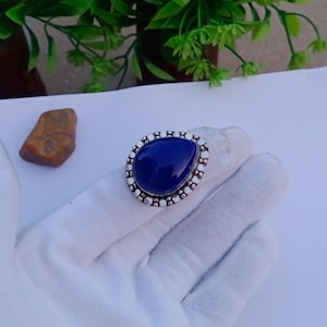 Natural Lapis Lazuli Ring | Silver plated Ring | BOHO Ring | Designer Ring | Teardrop Ring | Statement Ring | Lapis lazuli Jewelry