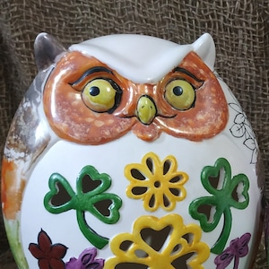 Large auspicious and lucky owl of artistic ceramic hand painted fire art ceramic art gift ideas room decor