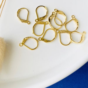 10 Earring support, sleeper, stainless steel gilded with 24k fine gold, golden, 15mm, set of 10 pieces image 2