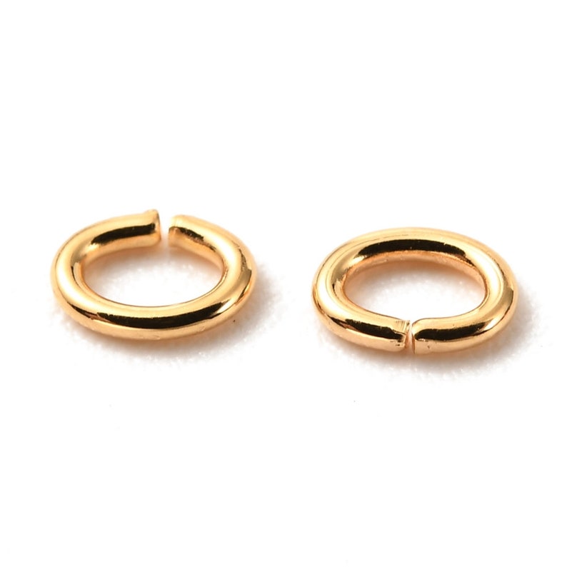 25 open rings 4x3mm, junction rings, oval, brass gilded with fine 18k gold, gold, 4x3mm lot of 25 pieces image 3