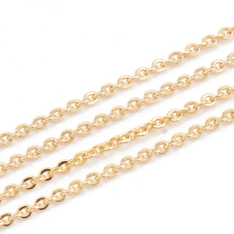 Welded cable chain, cable, rolo, brass gilded with fine 18k gold, 1.5x1.3mm, sold by 50cm image 3