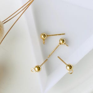 4 Ball supports 4mm earrings, round shape, stud, chip, stainless steel gilded with 18k fine gold, gold, set of 4 pieces