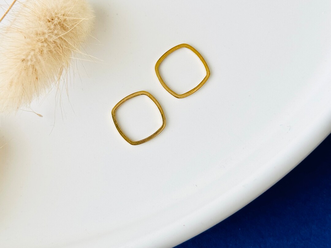 Square Connector Rings 2 Square and Circle Connector Rings, Gold-plated Stainless Steel, 12mm ...