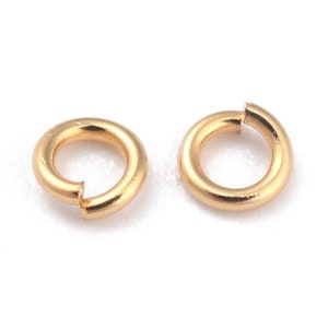 25 open rings 3mm, junction rings, round, circle, brass gilded with 24k fine gold, gold, 3mm lot of 25 pieces image 6