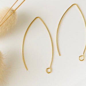 2 Earring hook supports 41mm, earring hook, gold stainless steel, gold, 20mm, set of 2 pieces