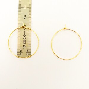 4 Creole 30mm ring, earring support, brass gilded with fine 18k gold, gold, 30mm, set of 4 pieces image 5