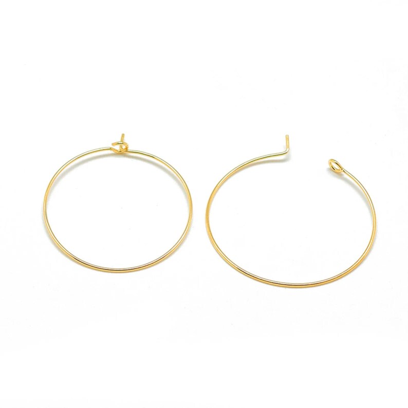 4 Creole 30mm ring, earring support, brass gilded with fine 18k gold, gold, 30mm, set of 4 pieces image 6