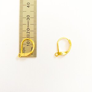 10 Earring support, sleeper, stainless steel gilded with 24k fine gold, golden, 15mm, set of 10 pieces image 5