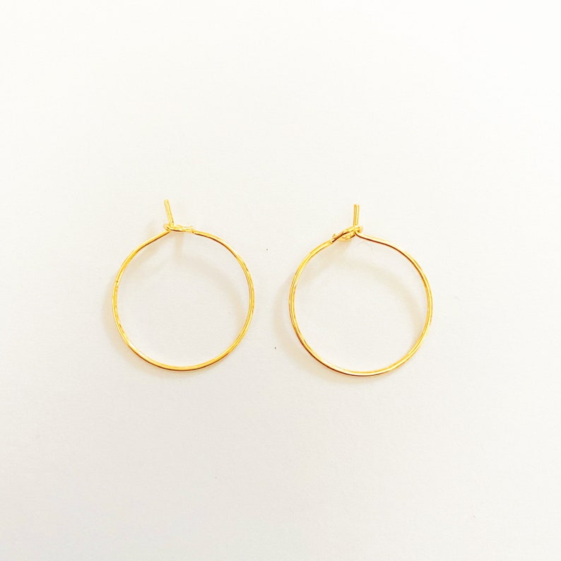 4 Creole 20mm ring, earring support, stainless steel gilded with fine 18k gold, golden, set of 4 pieces image 5