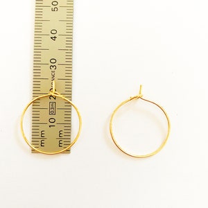 4 Creole 20mm ring, earring support, stainless steel gilded with fine 18k gold, golden, set of 4 pieces image 6