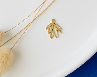 May include: Gold-colored metal charm with a delicate, abstract leaf design. The charm is perfect for adding a touch of nature to jewelry projects.