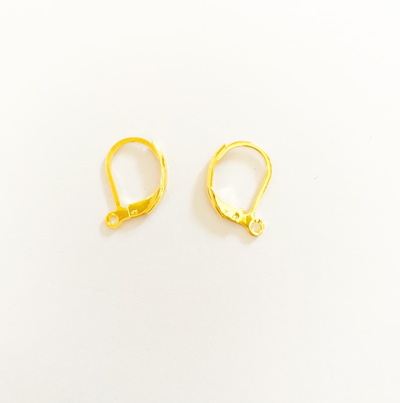 10 Earring support, sleeper, stainless steel gilded with 24k fine gold, golden, 15mm, set of 10 pieces image 4