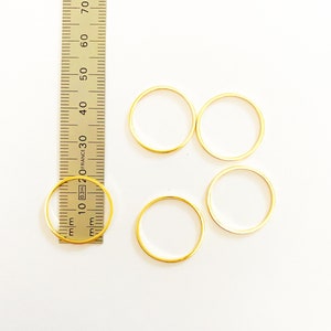 5 Rings 20mm, connectors, round, circle, brass gilded with fine 18k gold, golden, size 20mm, set of 5 pieces image 3