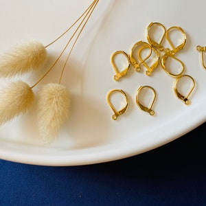 10 Earring support, sleeper, stainless steel gilded with 24k fine gold, golden, 15mm, set of 10 pieces image 3