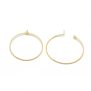 4 Creole 20mm ring, earring support, stainless steel gilded with fine 18k gold, golden, set of 4 pieces image 7
