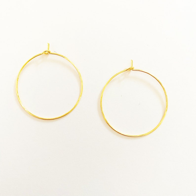4 Creole 30mm ring, earring support, brass gilded with fine 18k gold, gold, 30mm, set of 4 pieces image 4