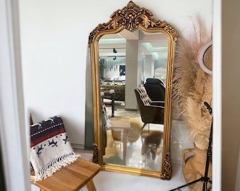 Italian Full Length Oversize Wall Mirror Decorative Mirror Antique Decor, Gold Mirror, Vintage Handmade Mirror Wood Frame